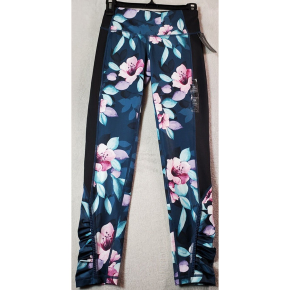 Ideology Athletic Leggings Womens Size XS Multi Floral‎ Polyester Elastic Waist - Picture 1 of 9